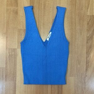 Women’s Small Madewell Stretchy Blue Ribbed Knit Women's Top